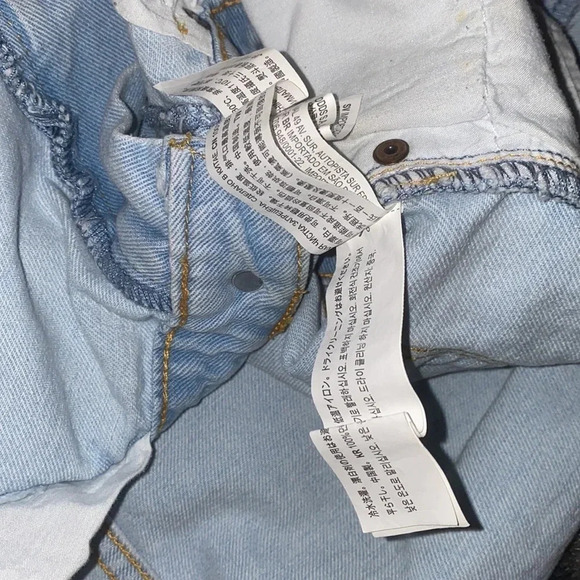 Forever 21 blue loose hem denim jeans mini skirt Sz  28 - Picture 7 of 9